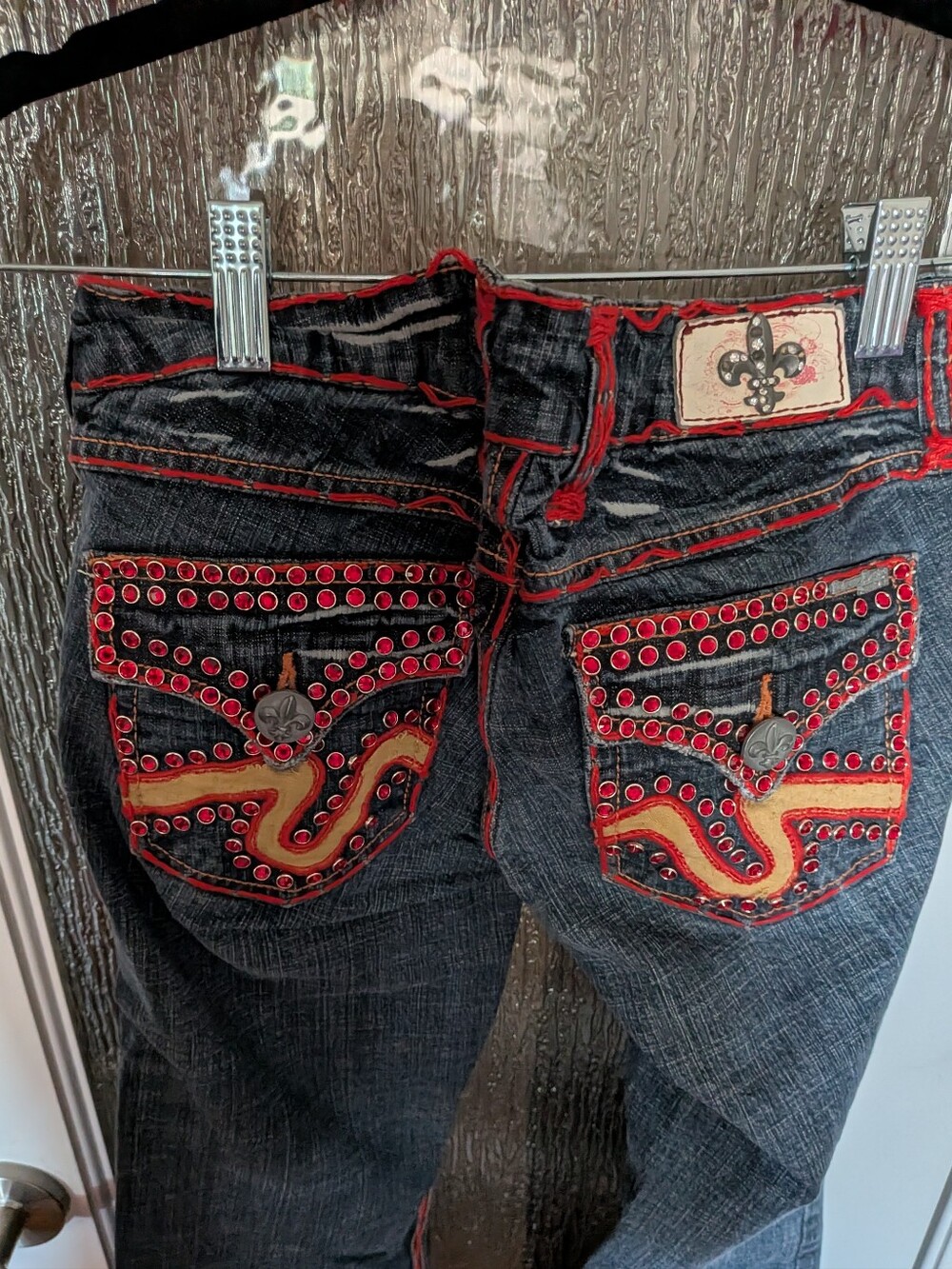 Women’s Red-Accent Boot Cut Jeans